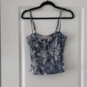 PrettyLittleThing Blue and White Patterned Camisole